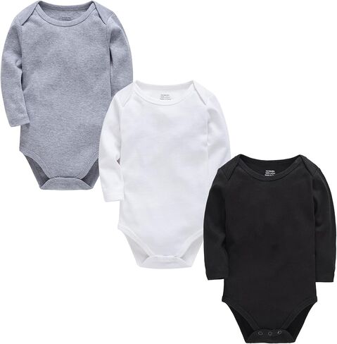kavkas Baby Bodysuits Long and Short Sleeve Basic Cotton One-piece for Infant and Toddler Newborn Clothes 3 Pack in Saudi Arabia
