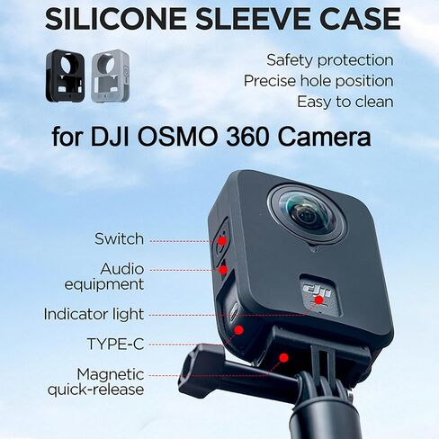 Protective Silicone Case for DJI Osmo 360 Camera, Shock-Proof Scratch-Proof Silicone Sleeve Cover Effectively Protector, Does Not Interfere with Quick-Release Adapter Mount (Black) in Saudi Arabia
