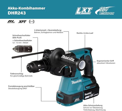 Makita - DHR243Z SDS+ Rotary Hammer 24mm 18 Volt Bare Unit in Saudi Arabia