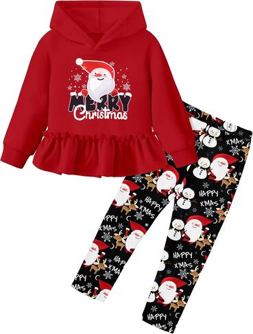 CRISONE Toddler Baby Girl Clothes Long Sleeves Ruffle Hoodie Shirt Floral Pants 2 Pcs Fall Winter Outfits Set in Saudi Arabia