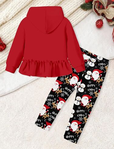 CRISONE Toddler Baby Girl Clothes Long Sleeves Ruffle Hoodie Shirt Floral Pants 2 Pcs Fall Winter Outfits Set in Saudi Arabia