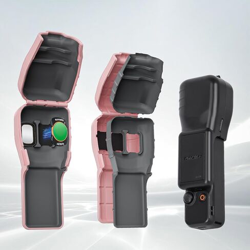 غطاء تخزين واقٍ من المطاط الناعم لجسم الكاميرا DJI Pocket 3 وشاشة رأس الفلتر، واقي شامل، غطاء مقاوم للخدش وممتص للصدمات، تصميم حوض امتصاص مغناطيسي (برتقالي) in Kuwait