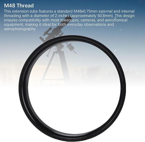 PUSOKEI M48x0.75 Telescope Extension Tube, 12mm Aluminum Alloy Length Extender with Anti Reflection Threads, for Astrophotography and Telescope Accessories in Saudi Arabia