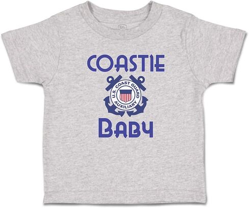 تي شيرت للأطفال الصغار خفر السواحل الولايات المتحدة خفر السواحل المساعد Coastie Baby مع العلم قطن إنفاذ القانون صبي وفتاة ملابس البحرية الطفل مضحك تي شيرت أكسفورد رمادي تصميم فقط 4T in Kuwait