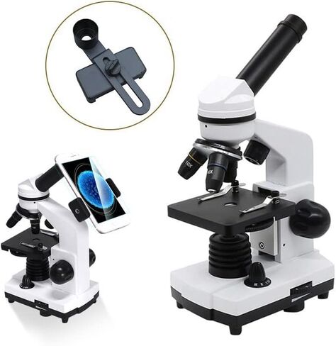 Microscope Kit 40X-1600X Microscopes Adults with Slides Set Phone Adapter Biological Microscope Microscope Lens Adapters, Set 1-40X in Saudi Arabia