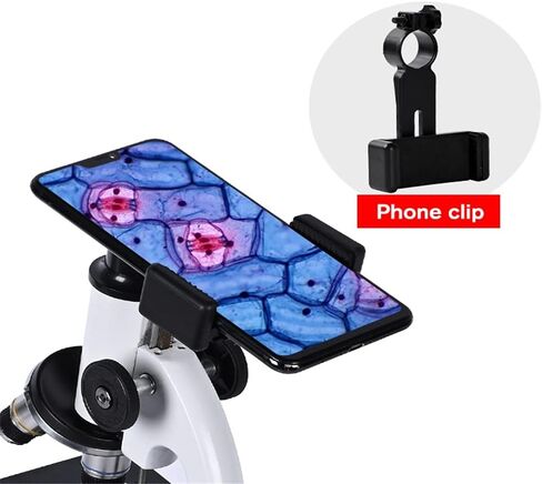 640X 1280X 2000X HD Biological Microscope Monocular Student Education LED Light Phone Holder Electronic Eyepiece, White-Package3 40X in Saudi Arabia