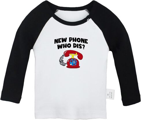 New Phone Who Dis Funny T Shirt, Infant Baby T-Shirts, Newborn Long Tops, Toddler Kids Graphic Tee Shirts in Saudi Arabia