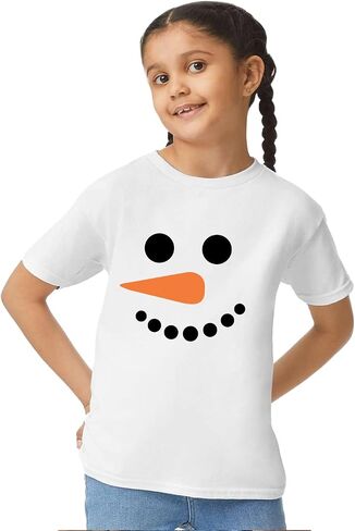 Snowman Face Short Sleeve Unisex Tee Shirt | Family Matching |Baby, Kids & Adult Sizes 1163 in Saudi Arabia