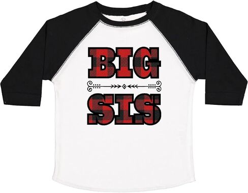 inktastic Big Sis Buffalo Plaid Sister Toddler 3/4 Sleeve T-Shirt in Saudi Arabia