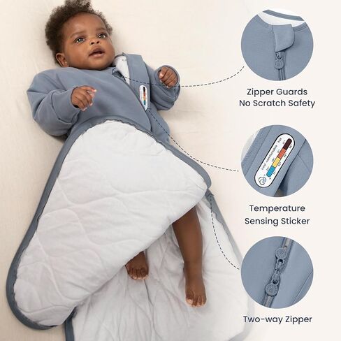 كيس نوم للجنسين من kaiya baby للرضع والأطفال الصغار 2.5 كيس نوم من عمر 6 إلى 18 شهرًا، بطانية قابلة للارتداء للأطفال، قطعة واحدة بأكمام، هدايا للطفل in Kuwait