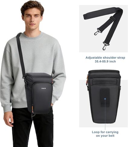 MOSISO Camera Bag, Top Access Crossbody Shoulder Bag for DSLR SLR Cameras with Lens Kit, Padded Camera Case with Rain Cover & Adjustable Should Strap, Photography Bags for Canon/Nikon/Sony, Black in Saudi Arabia