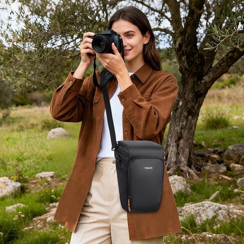 MOSISO Camera Bag, Top Access Crossbody Shoulder Bag for DSLR SLR Cameras with Lens Kit, Padded Camera Case with Rain Cover & Adjustable Should Strap, Photography Bags for Canon/Nikon/Sony, Black in Saudi Arabia