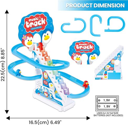 مجموعة ألعاب ZEICO Penguin Slide - أفعوانية لتسلق السلالم مع مسارات منزلقة، 9 طيور البطريق للسباق و3 مفاتيح - أضواء وموسيقى ووضع هادئ - مجموعة لعب تعليمية للأطفال الصغار الأولاد والبنات in Saudi Arabia