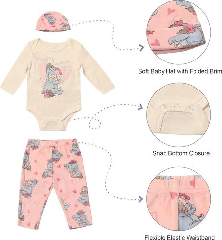 Magic Threadz Disney Clothes Baby Girls Bodysuit, Pants & Headband Set – Minnie Mouse, Bambi, Marie & Tinkerbell (0–9M) in Kuwait