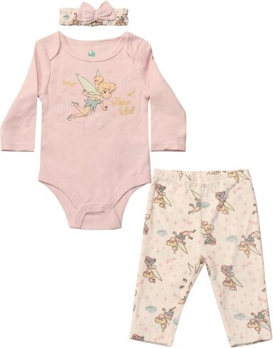 Magic Threadz Disney Clothes Baby Girls Bodysuit, Pants & Headband Set – Minnie Mouse, Bambi, Marie & Tinkerbell (0–9M) in Kuwait