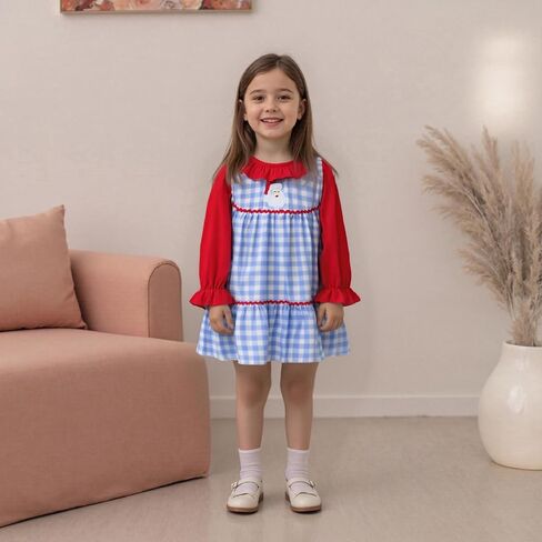 Toddler Girl Christmas Outfit Ruffle Sleeve T-shirt Top Santa Strap Overall Dress 2Pcs Baby Girl Fall Winter Clothes in Kuwait