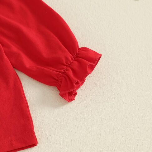Toddler Girl Christmas Outfit Ruffle Sleeve T-shirt Top Santa Strap Overall Dress 2Pcs Baby Girl Fall Winter Clothes in Kuwait