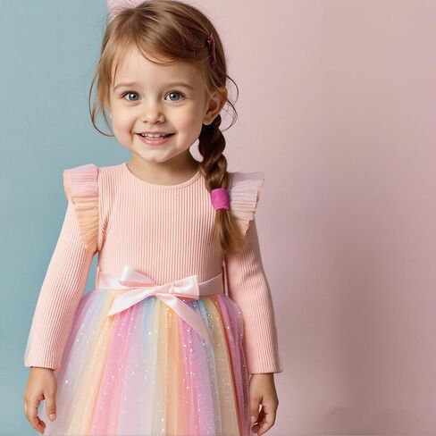 فستان الأميرة TTYAOVO للفتيات الصغيرات بأكمام طويلة كاجوال من التول in Kuwait