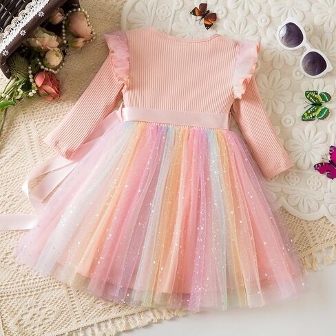 فستان الأميرة TTYAOVO للفتيات الصغيرات بأكمام طويلة كاجوال من التول in Kuwait