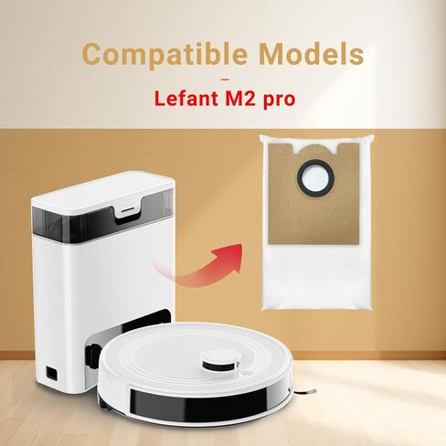6 عبوات من أكياس الغبار البديلة لـ Lefant M2 Pro، M2S Pro، M2 Plus Robot Vacuum Cleaner، أكياس غبار متوافقة مع فلتر HEPA in Kuwait