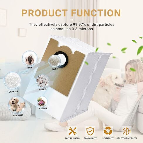 6 عبوات من أكياس الغبار البديلة لـ Lefant M2 Pro، M2S Pro، M2 Plus Robot Vacuum Cleaner، أكياس غبار متوافقة مع فلتر HEPA in Kuwait