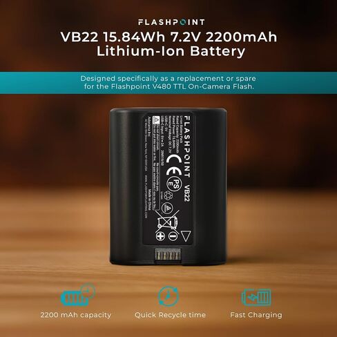 Flashpoint VB22 15.84Wh 7.2V 2200mAh Lithium-Ion Battery for V480 TTL On-Camera Flash in Saudi Arabia