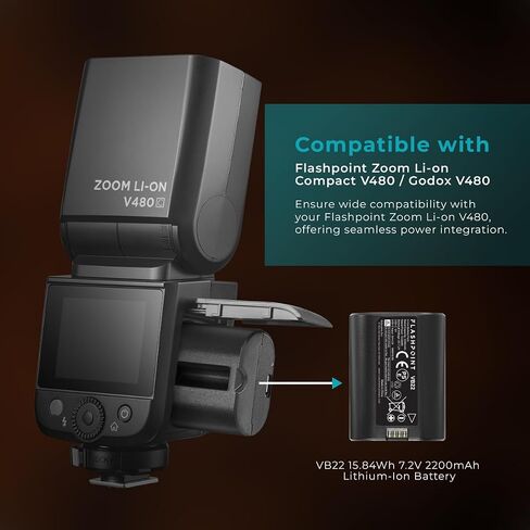 Flashpoint VB22 15.84Wh 7.2V 2200mAh Lithium-Ion Battery for V480 TTL On-Camera Flash in Saudi Arabia