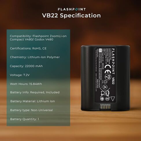 Flashpoint VB22 15.84Wh 7.2V 2200mAh Lithium-Ion Battery for V480 TTL On-Camera Flash in Saudi Arabia