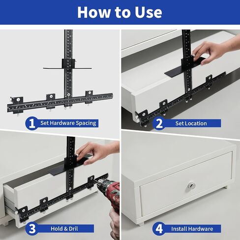 Cabinet Hardware Jig Tool Aluminum Alloy Cabinet Handle Template Tool Set, Adjustable Drill Guide Tool of Door Drawer Front Knobs Handles and Pulls in Saudi Arabia