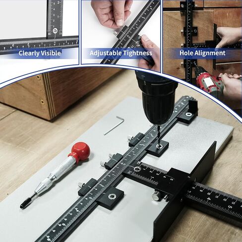 Cabinet Hardware Jig Tool Aluminum Alloy Cabinet Handle Template Tool Set, Adjustable Drill Guide Tool of Door Drawer Front Knobs Handles and Pulls in Saudi Arabia