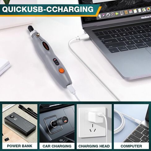 مجموعة أدوات دوارة صغيرة لاسلكية - أداة دوارة قابلة لإعادة الشحن عبر USB مع 76 ملحقًا وإعدادات 3 سرعات، متعددة الأغراض للطحن والتلميع والحفر والنحت والقطع (رمادي) in Saudi Arabia