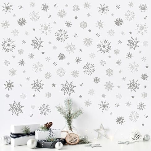 Mfault Winter Grey Snowflake Wall Decals Stickers, Gray Snow Stars Decorations Bedroom Art, Christmas Seasonal Home Living Room Kitchen Decor in Saudi Arabia