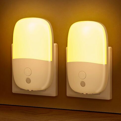 LED Night Light Plug in, 2 Pack Dimmable Night Lights with Dusk to Dawn Sensor & Retractable Plug & 3 Adjustable Brightness, 3000K Warm Nightlight for Adults/Kids/Bedroom/Stair/Hallway/Kitchen in Saudi Arabia