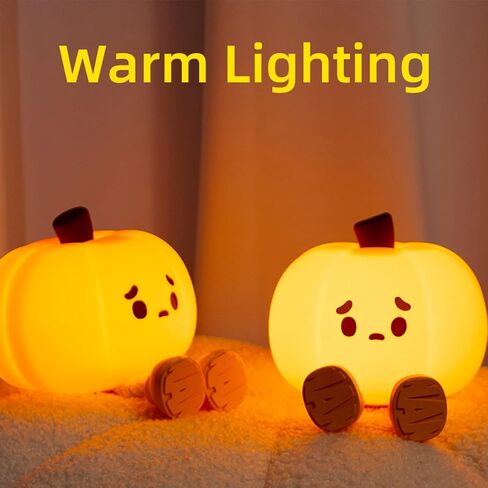 Pumpkin Night Light, Pumpkin Lamp, Cute LED Lamp, Silicone Dimmable Nursery Nightlight, Silicone Rechargeable Bedside Touch Lamp, Funny Office Desk and Halloween Decor Gifts in Saudi Arabia