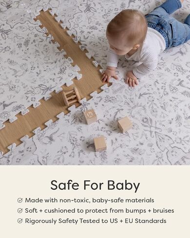 House of Noa Baby Play Mat – 4x6 Laurel Emile – Set of 6 Tiles – Cushioned EVA Foam Play Mat for Floor, Soft Interlocking Baby Crawling Mats for Hard Floors in Saudi Arabia