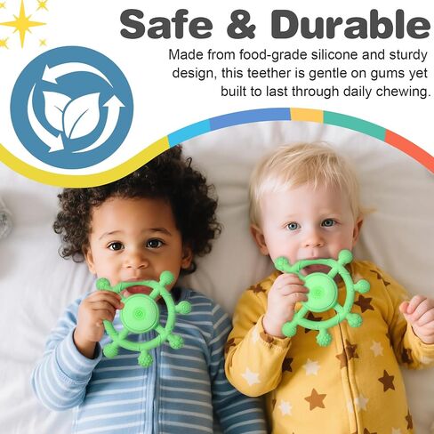YOFUN 3-Speed Vibrating Baby Teether – Soothing Silicone Teething Toy for Infants 3M+, Food-Grade, USB Rechargeable – Soft & Safe Gum Relief for Babies (Green) in Saudi Arabia