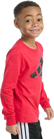 تي شيرت Adidas Boys بأكمام طويلة بشعار Halftone Camo، Pure Ruby، 4T in Saudi Arabia