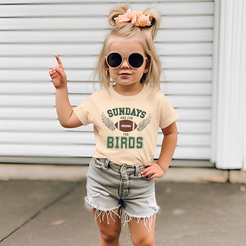 MODNTOGA Toddler Girl Boy Game Day Football Graphic Shirt Sundays for The Birds T-Shirt Kids Rugby Sports Fans Tee Tops in Saudi Arabia