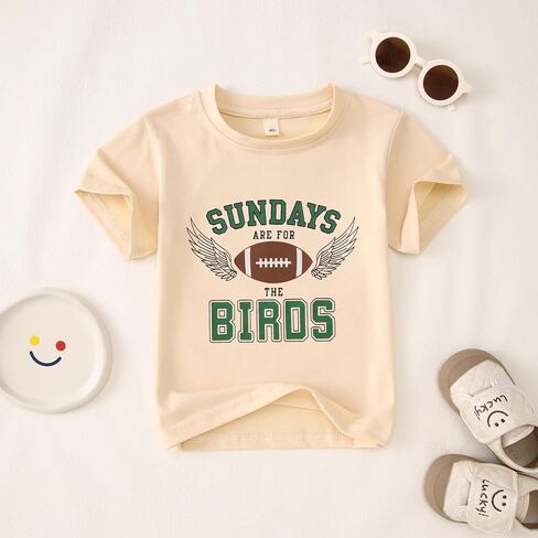 MODNTOGA Toddler Girl Boy Game Day Football Graphic Shirt Sundays for The Birds T-Shirt Kids Rugby Sports Fans Tee Tops in Saudi Arabia