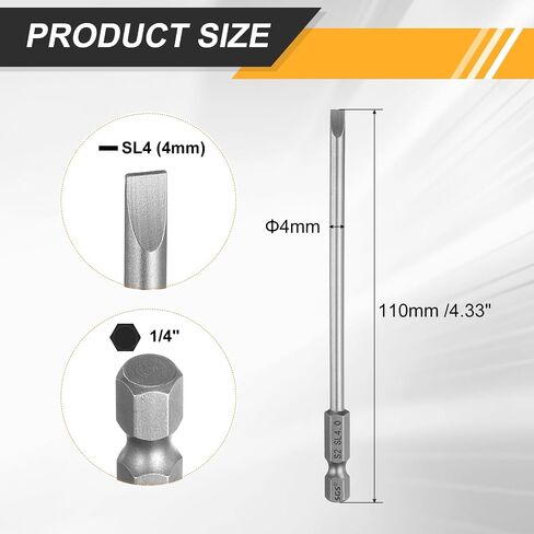 HARFINGTON 3pcs SL6 Slotted Screwdriver Bits 6mm Slotted Tip 1/4" Hex Shank 150mm (6") Long Magnetic Flat Head S2 Steel Screw Driver Drill Bits Industrial Power Screwdriver Bit in Saudi Arabia