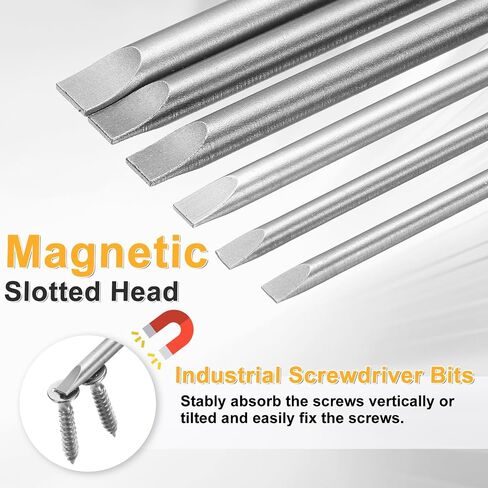 HARFINGTON 3pcs SL6 Slotted Screwdriver Bits 6mm Slotted Tip 1/4" Hex Shank 150mm (6") Long Magnetic Flat Head S2 Steel Screw Driver Drill Bits Industrial Power Screwdriver Bit in Saudi Arabia