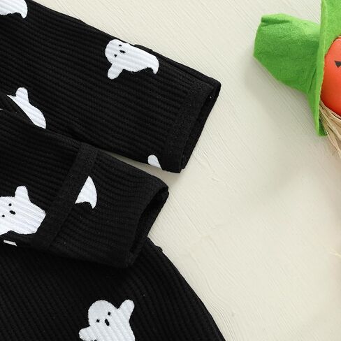 بدلة My First Halloween للأطفال البنات والأولاد بطباعة شبح وأكمام طويلة وسحاب وربطة قدم لطيفة من قطعة واحدة in Kuwait