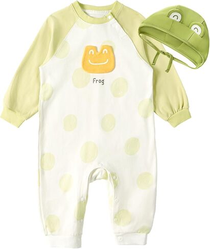 Infant Baby Boy One Piece Romper- Long Sleeve Unisex Organic Cotton Bodysuit Set with Hat, Animal Designs in Saudi Arabia