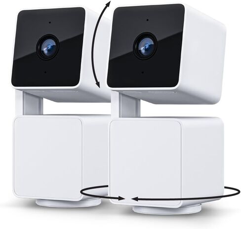 كاميرا WYZE Cam Pan v3 داخلية/خارجية IP65-Rated 1080p Pan/Tilt/Zoom Wi-Fi Smart Home Security Camera مع رؤية ليلية ملونة، صوت ثنائي الاتجاه، متوافق مع Alexa & Google Assistant، أبيض، عبوتان (متجدد) in Saudi Arabia