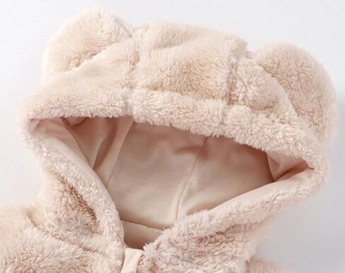 CAHL&FAUO Newborn Baby Jumpsuit With Fold-Over Mittens Girls Boys Winter Snowsuit Fleece Warm Romper Hooded Outwear Outfits in Kuwait