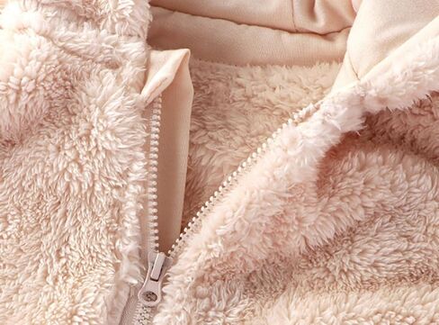 CAHL&FAUO Newborn Baby Jumpsuit With Fold-Over Mittens Girls Boys Winter Snowsuit Fleece Warm Romper Hooded Outwear Outfits in Kuwait