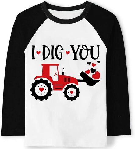 طفل صبي عيد الحب قميص الاطفال راجلان كم طويل تيز حفارة ديناصور القلب قمم تي شيرت 2-7 سنوات in Kuwait