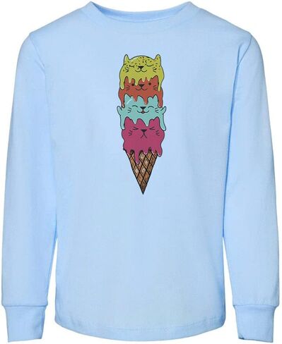 Cat Ice Cream Cone Toddler Kids Long Sleeve T-Shirt in Saudi Arabia