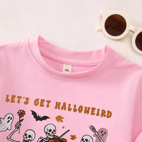 MODNTOGA Halloween Shirt Toddler Boy Girl Skeleton Party T-Shirt Let's Get Halloweird Pumpkin Tee Tops Spooky Season Outfit in Saudi Arabia