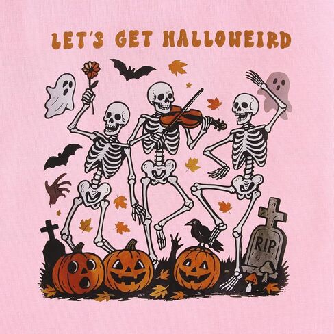 MODNTOGA Halloween Shirt Toddler Boy Girl Skeleton Party T-Shirt Let's Get Halloweird Pumpkin Tee Tops Spooky Season Outfit in Saudi Arabia